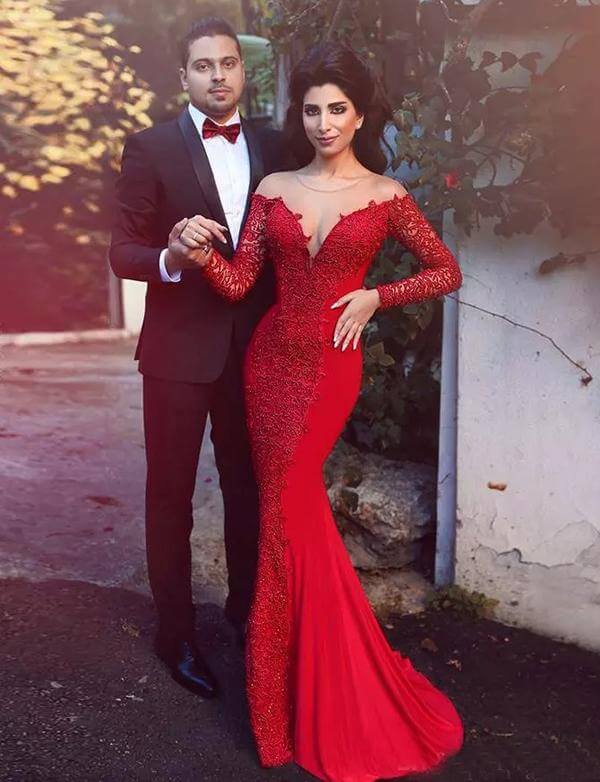 Red Mermaid Prom Dresses with Long ...